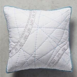 Anthropologie Euro Sham SEADRIFTER Pillow Quilted Nautical Compass Cotton NWT